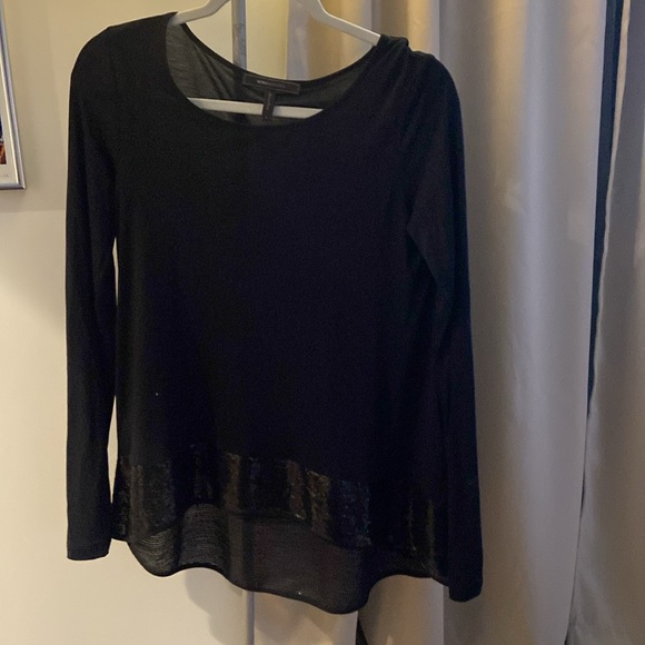 Bundle of two black long sleeve tops one BCBG one J.Crew size xsmall or 0 - Picture 1 of 12